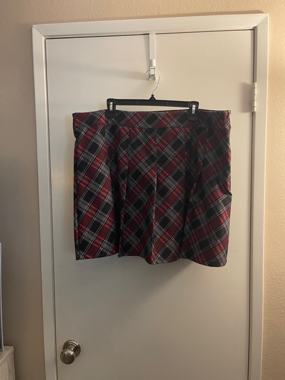 Red and Black Plaid A-Line Mini Skort